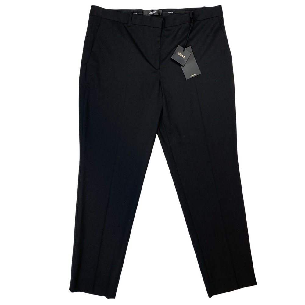 NWT Versace Women 39x29 Dress Pants Black Wool Trousers Career Formal Classic